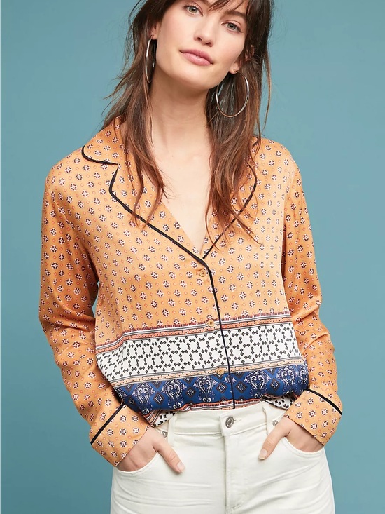 Anthropologie Tops - Anthropologie Second Female Vavara Pajama-style Shirt Geometric Paisley Print S